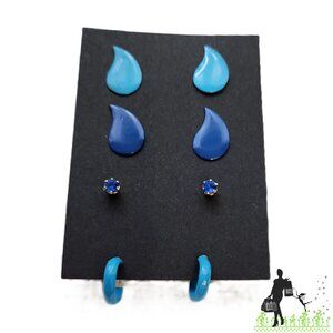 BFD Blue enamel metal and rhinestone stud set